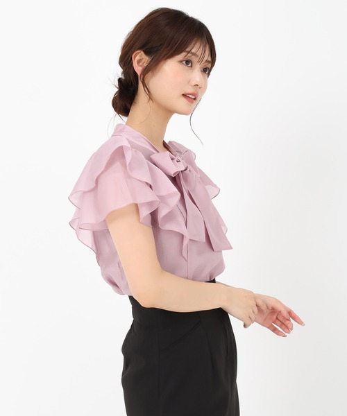 MISCH MASCH（ミッシュマッシュ） ブラウス シャツ 半袖 シアーフリル 