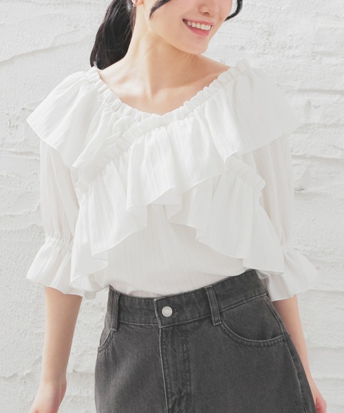 ブラウス シャツ 2wayオフショルシャツ レディース PAGEBOY ブラウス シャツ 2WAYオフショルブラウス レディース