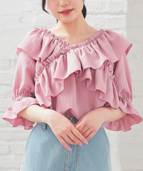 ブラウス シャツ 2wayオフショルロングトップス レディース Honeys ブラウス シャツ オフショル2wayトップス レディース