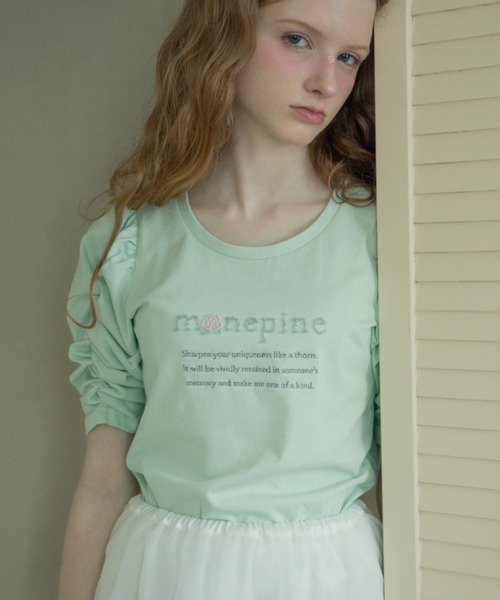 tシャツ monepine” beads logo Tee/”monepine” ビーズロゴTシャツ レディース