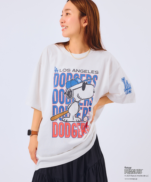【新品/Lサイズ】PEANUTS別注MLB開幕戦ベースボールプリントTシャツ JOURNAL STANDARD relume｜PEANUTS 別注 MLB開幕戦 ベースボール