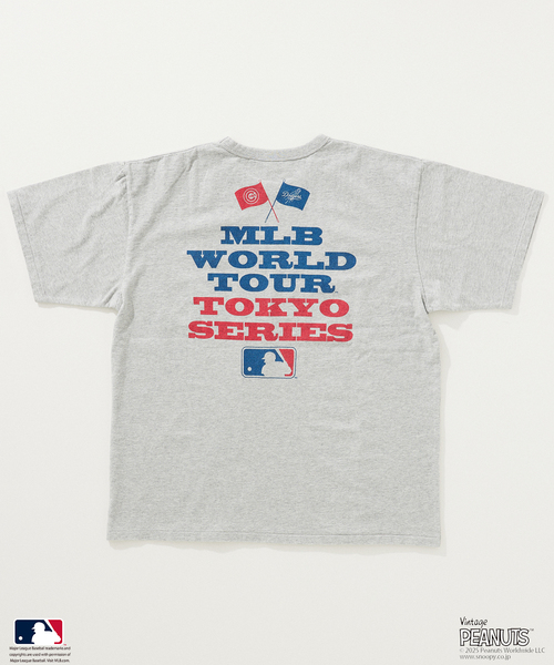 スヌーピー PEANUTS MLB Tシャツ 開幕戦 PLAZA ドジャース PEANUTS 別注 MLB開幕戦 ベースボール プリントTシャツ（Tシャツ