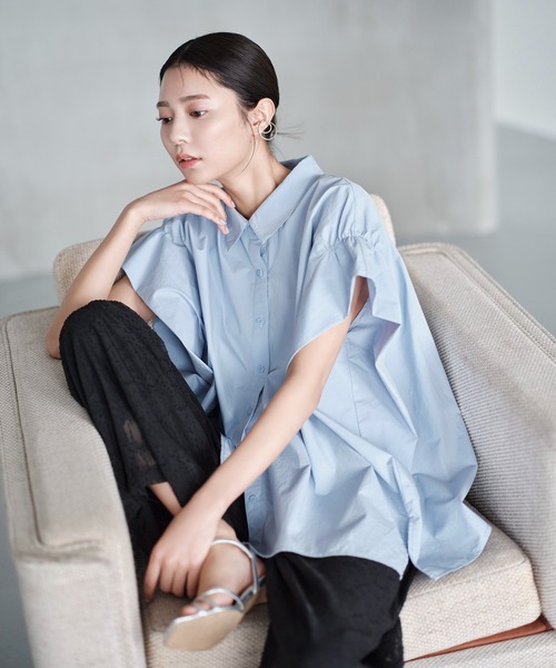 「N.（N. Natural Beauty Basic）」 ノースリーブブラウス MEDIUM ブルー レディース