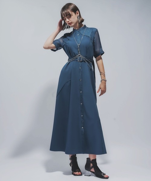 HARE イソザイキリカエワンピース グリーン シャツ ロングワンピ◇6363