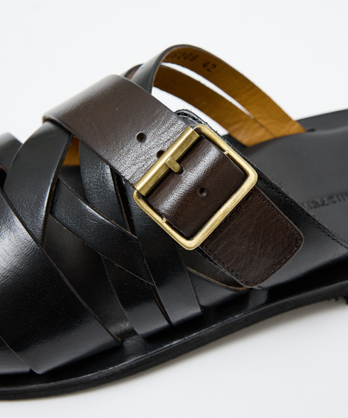 専用商品　アルフレッドバニスター　黒 レザー クロスストラップ サンダル alfredoBANNISTER サンダル マルチクロス レザーサンダル メンズ