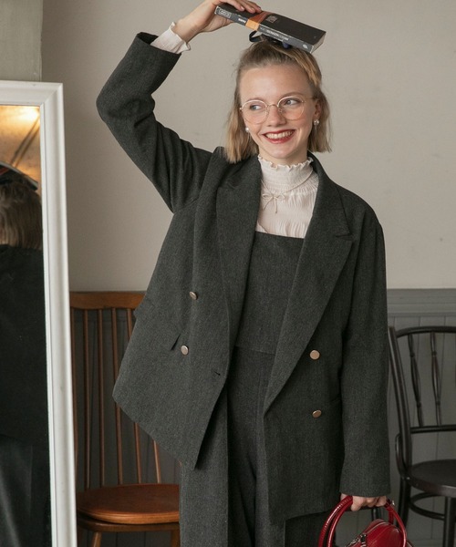 BONLECILL noir テーラードジャケット M-L ブラック レディース