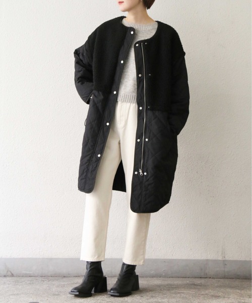 「notch.」 ノーカラーコート M オフホワイト レディース_画像3