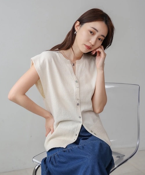 BAB（バブ） ベスト ジレ ミックス糸ニットベスト レディース