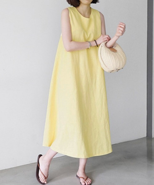 「Miniministore」 「yys」ノースリーブワンピース M イエロー レディース_画像6