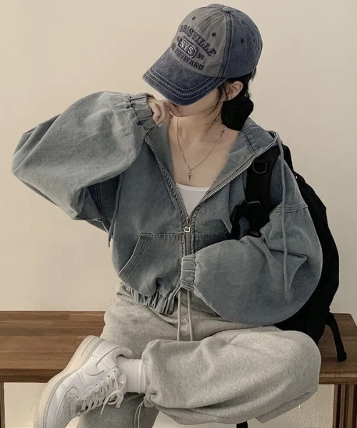 lilful ブルゾン アウター 「25年秋冬新作」配色ステッチ ダブルジップ