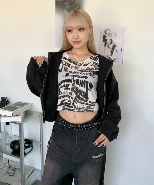 lilful ブルゾン アウター 「25年秋冬新作」配色ステッチ ダブルジップ