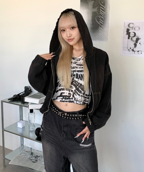 lilful ブルゾン アウター 「25年秋冬新作」配色ステッチ ダブルジップ