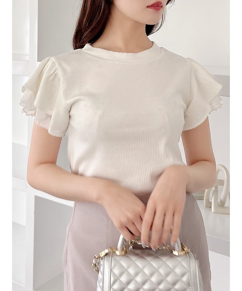 「MIIA」 半袖カットソー FREE オフホワイト レディース_画像6