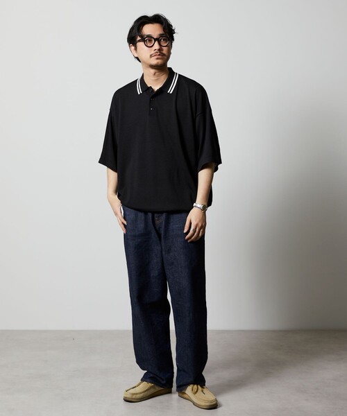 「FREAK'S STORE」 半袖ポロシャツ SMALL ネイビー メンズ_画像2