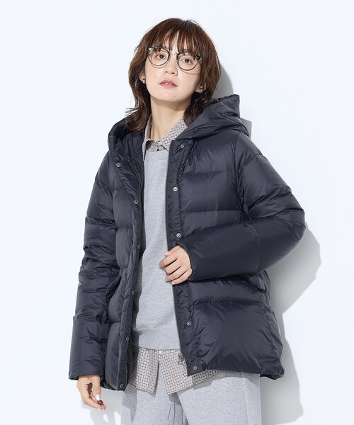 ネイビー ミドル丈 ダウンジャケット COMME CA Wardrobe ダウンコート ダウンジャケット 撥水ナイロンタフタ