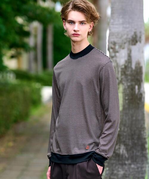 DRESSTERIORボーダーカットソー DRESSTERIOR（ドレステリア） tシャツ モックネック ボーダー