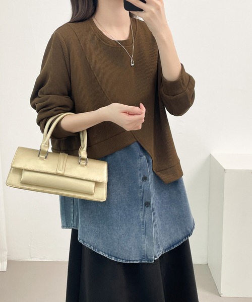 ABITOKYO tシャツ アシメデニムドッキングプルオーバー レディース