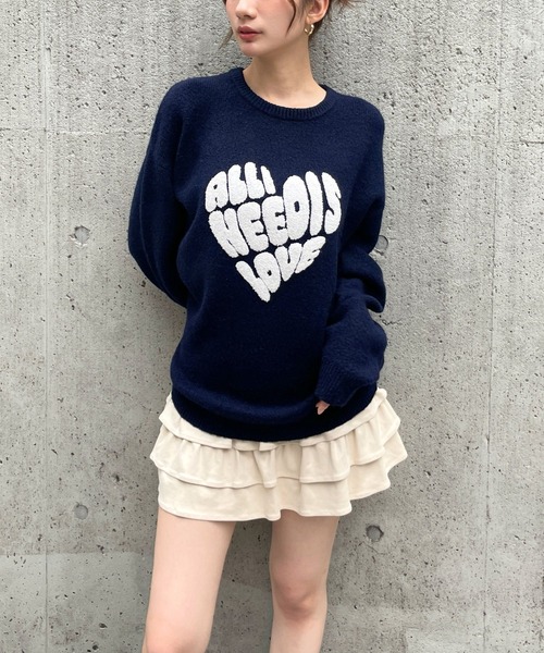 ✨タグ付き新品✨ハートモチーフニット✨定価30800円 3.3 FIELD TRIP ニット セーター 3.3 Field Trip／ハートロゴモチーフ