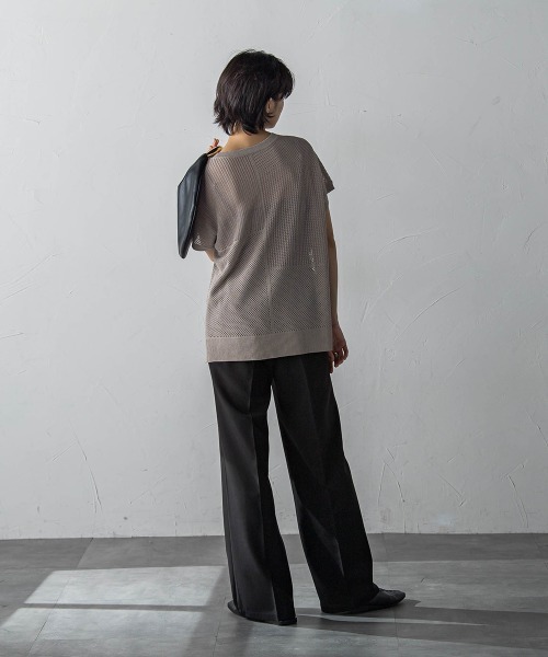 「socolla」 半袖ニット M ブルー レディース_画像2