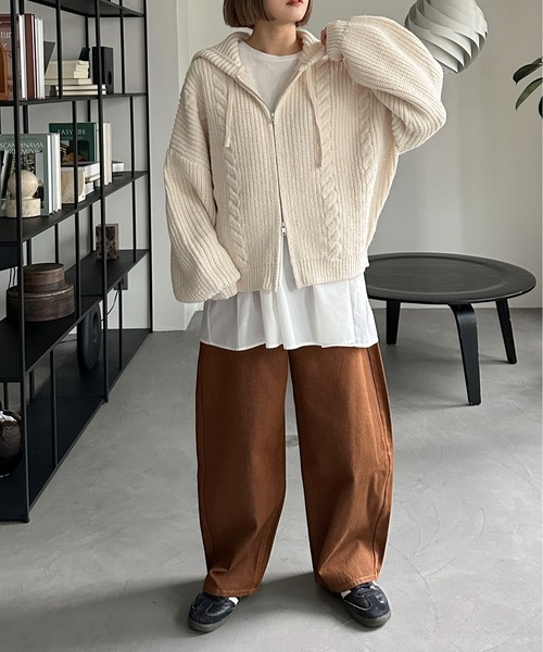 PILIT ニット セーター ケーブルニットフーディ レディース : ZOZOTOWN