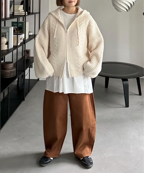 PILIT ニット セーター ケーブルニットフーディ レディース : ZOZOTOWN