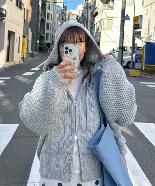 SeaRoomlynn ケーブルフーディニットジャケット PILIT ニット セーター ケーブルニットフーディ レディース : ZOZOTOWN