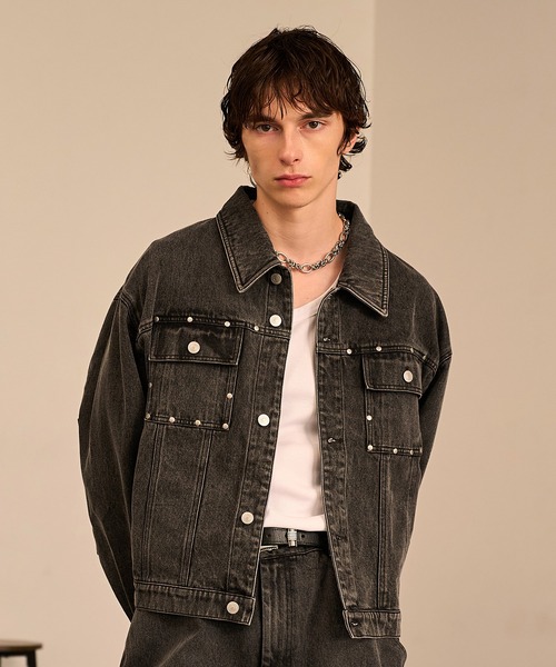 Forte ジーンズ Studded Washed Denim Jacket/スタッズウォッシュド