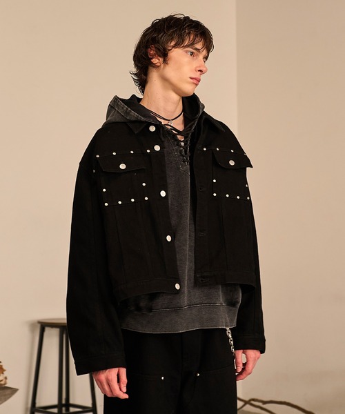 Forte デニムジャケット gジャン Studded Washed Denim Jacket