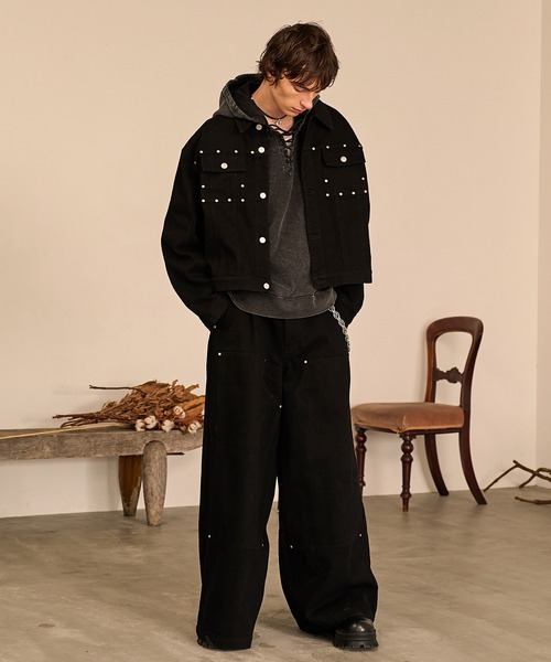Forte ジーンズ Studded Washed Denim Jacket/スタッズウォッシュド