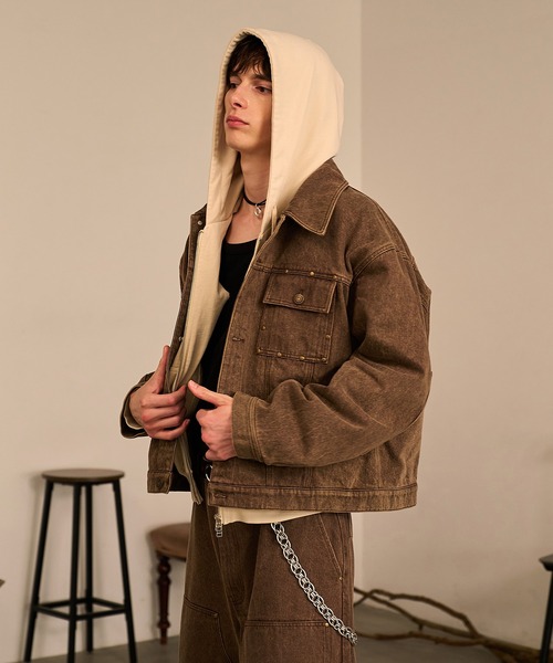 Forte デニムジャケット gジャン Studded Washed Denim Jacket