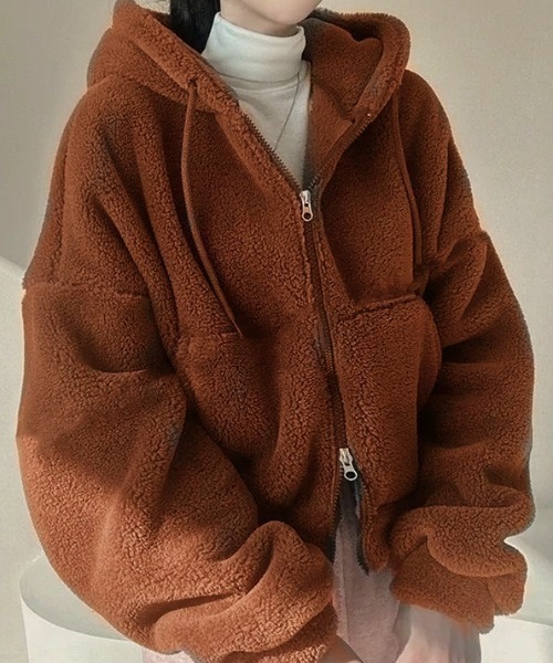 ViViDAY コート アウター もこもこボアパーカーアウター レディース