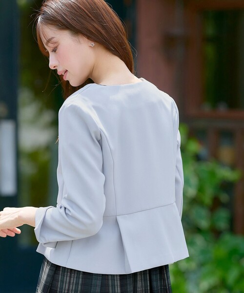 「Tiaclasse」 ノーカラージャケット L ネイビー レディース_画像5