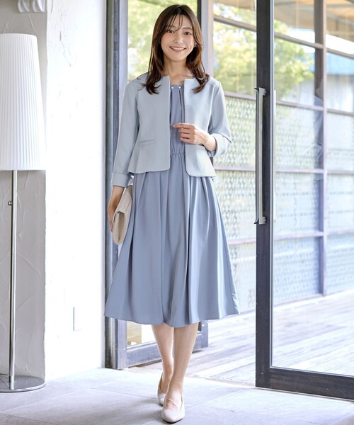 「Tiaclasse」 ノーカラージャケット L ネイビー レディース_画像7