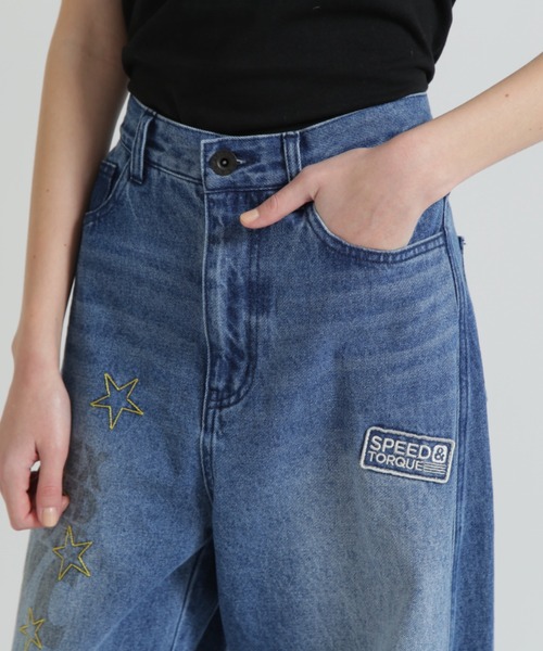【美品】AVIREX 刺繍付きデニムパンツ L AVIREX（アヴィレックス） アビレックス デニムペインターパンツ