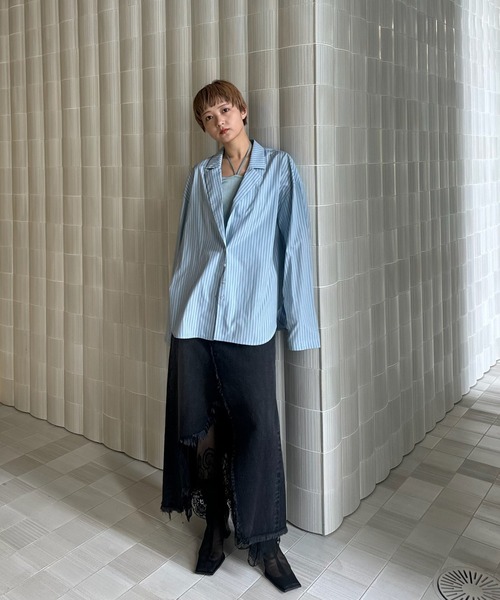 Ameri（アメリ） デニムスカート REMAKE LIKE DENIM LACE LAYERED