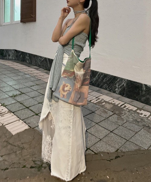Ameri（アメリ） デニムスカート REMAKE LIKE DENIM LACE LAYERED