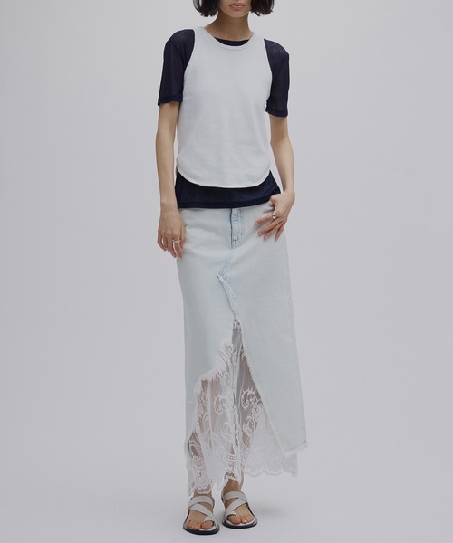 新品⋆REMAKE LIKE DENIM LACE LAYERED SKIRT REMAKE LIKE DENIM LACE LAYERED SKIRT（デニムスカート）｜Ameri