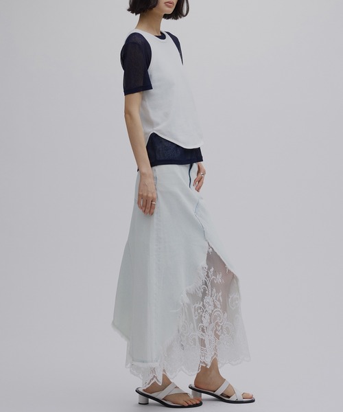 Ameri（アメリ） デニムスカート REMAKE LIKE DENIM LACE LAYERED
