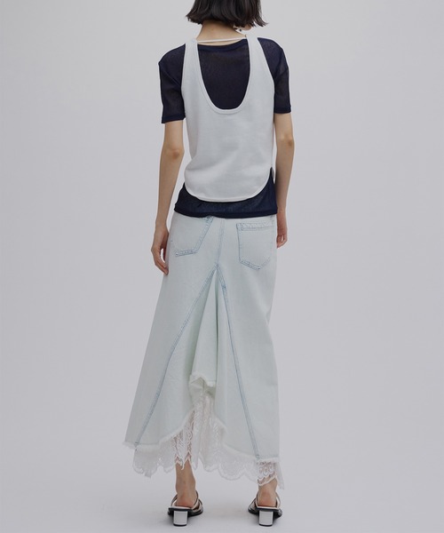 Ameri（アメリ） デニムスカート REMAKE LIKE DENIM LACE LAYERED