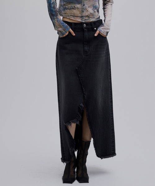 Ameri（アメリ） デニムスカート REMAKE LIKE DENIM LACE LAYERED