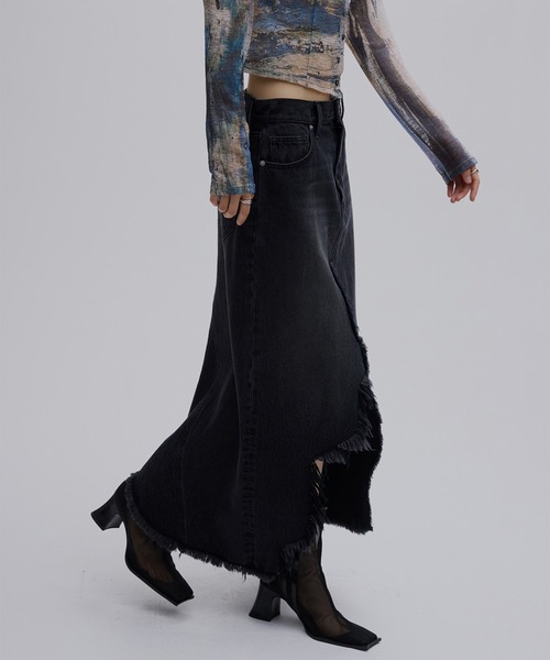 ameri vintage DENIM PLEATS SKIRT スカート Ameri（アメリ） デニムスカート TENCEL DENIM WRAP LIKE SKIRT