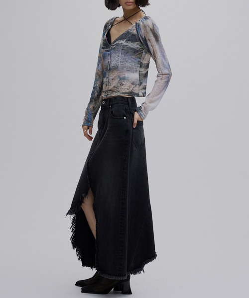 Ameri（アメリ） デニムスカート REMAKE LIKE DENIM LACE LAYERED