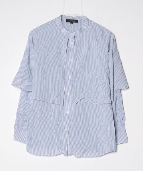 Drawer ストライプ柄 長袖ブラウス 38 ミックスブロードストライプブラウス 長袖