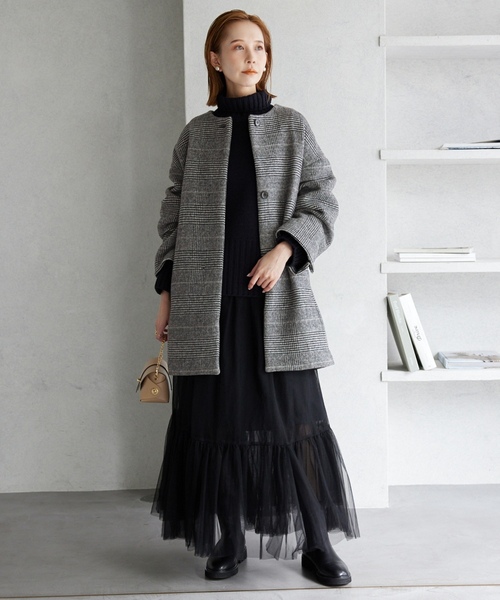 SLOBE IENA（スローブイエナ） ノーカラーコート 38 サックスブルー