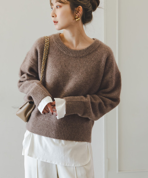 美品 NOBLE ノーブル YAKニット ブラウン NOBLE（ノーブル） ニット セーター 「追加」YAKクルーネックプル