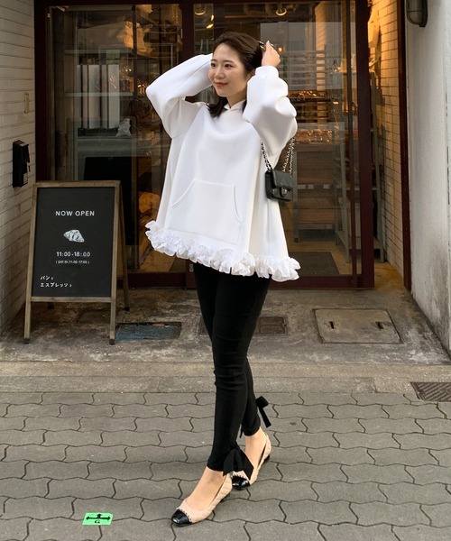 「Fit more」 プルオーバーパーカー FREE ホワイト レディース_画像5