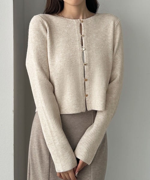 「Louere」 ニットカーディガン MEDIUM アイボリー レディース_画像2