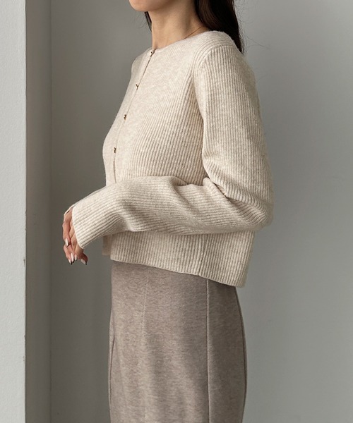 「Louere」 ニットカーディガン MEDIUM アイボリー レディース_画像4