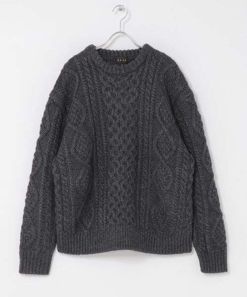 EKAL（エカル） セーター ニット アランニットプルオーバー メンズ