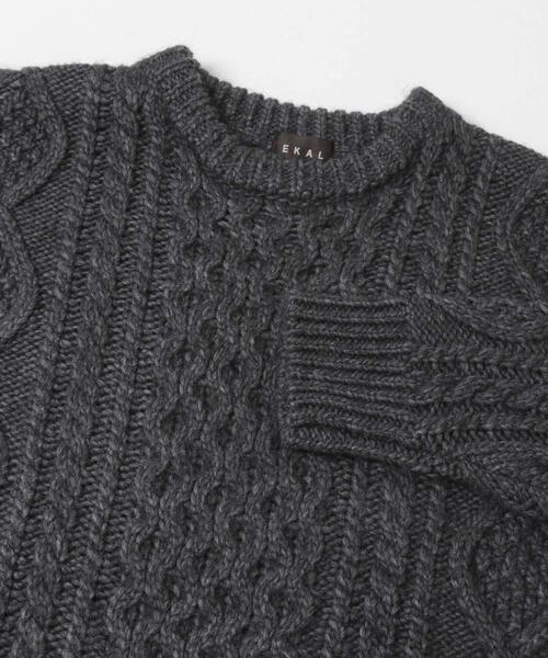 EKAL（エカル） セーター ニット アランニットプルオーバー メンズ